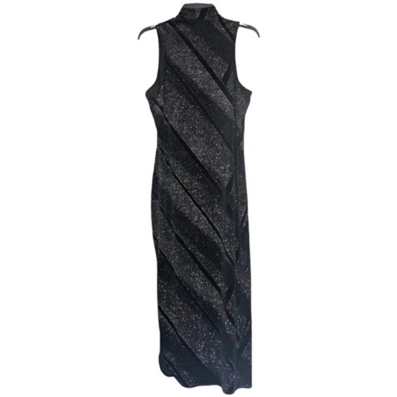 Snap Brand Sleeveless High Neck Black Sparkling Evening Dress - Picture 2 of 7